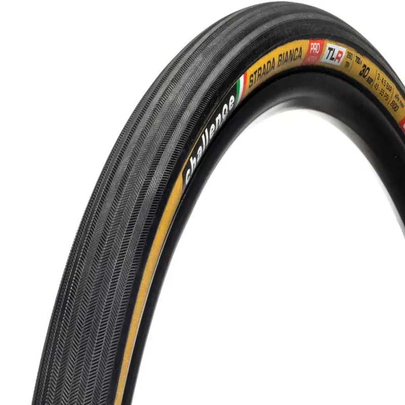 Challenge Strada Bianca TLR 700x45c Road Tyre in Black/Tanwall