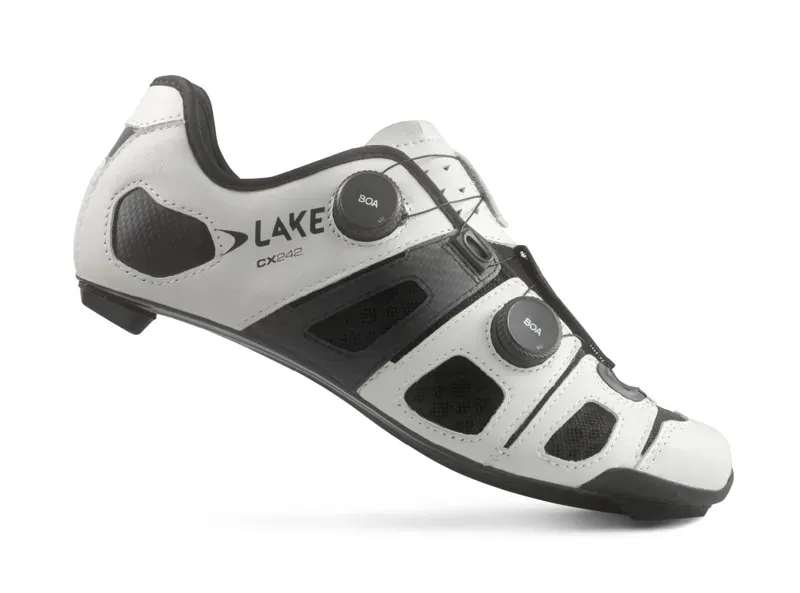 Lake CX242-X Wide Road Cycling Shoes in White/Black