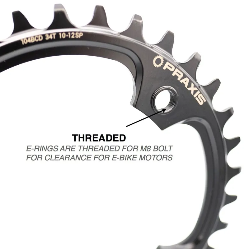 Praxis E-Ring Chainring 104 BCD Wave Steel with Direct Threaded Mounts  in Black-2
